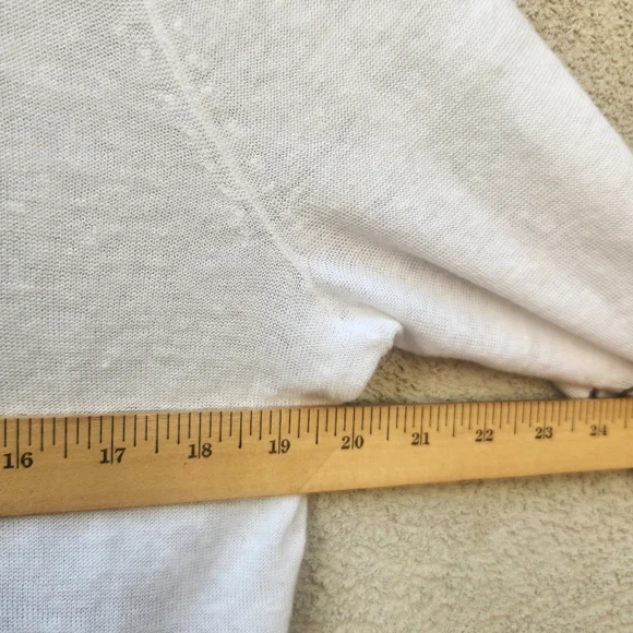 TALBOTS Women's Sweater Medium White 100% Linen Nautical Fringe Summer Beachy - Picture 9 of 10